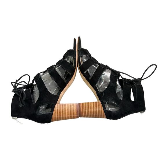 Marc Fisher Paradox Suede Block Heel Lace Up Sandals in Black Women's Size 7.50 - Picture 5 of 11